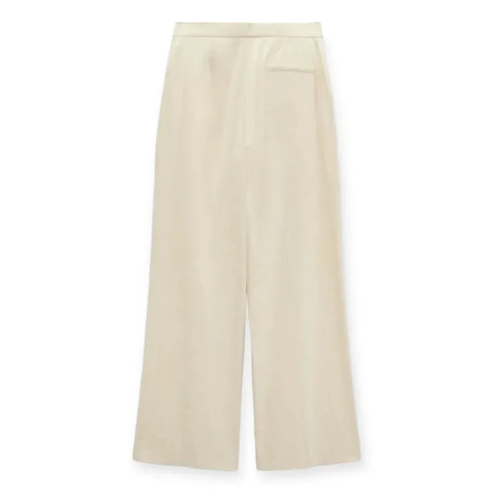 ZARA Beige Linen Blend Wide Leg Trousers NWT Size S